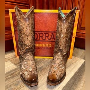 Corral C331 Orix Brown Gold Glitter Studded Cowboy Boots Size 7.5